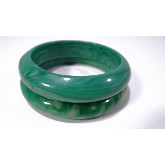 Neiman Marcus Lee Angel Resin Swirl Chunky Bangle Bracelet Set of 2 PCS NWT 189 - Picture 2 of 7